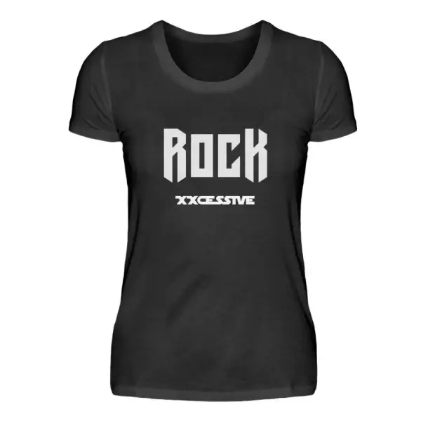 Schwarzes Damen T-Shirt.Damen Premium T-Shirt. Damen Rock